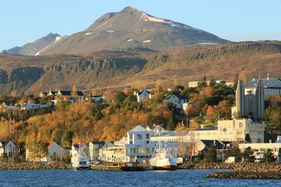 View towards the center of Akureyri town in Eyjafjörður fjord, North-Iceland.  Photo: Pétur Halldórsson.