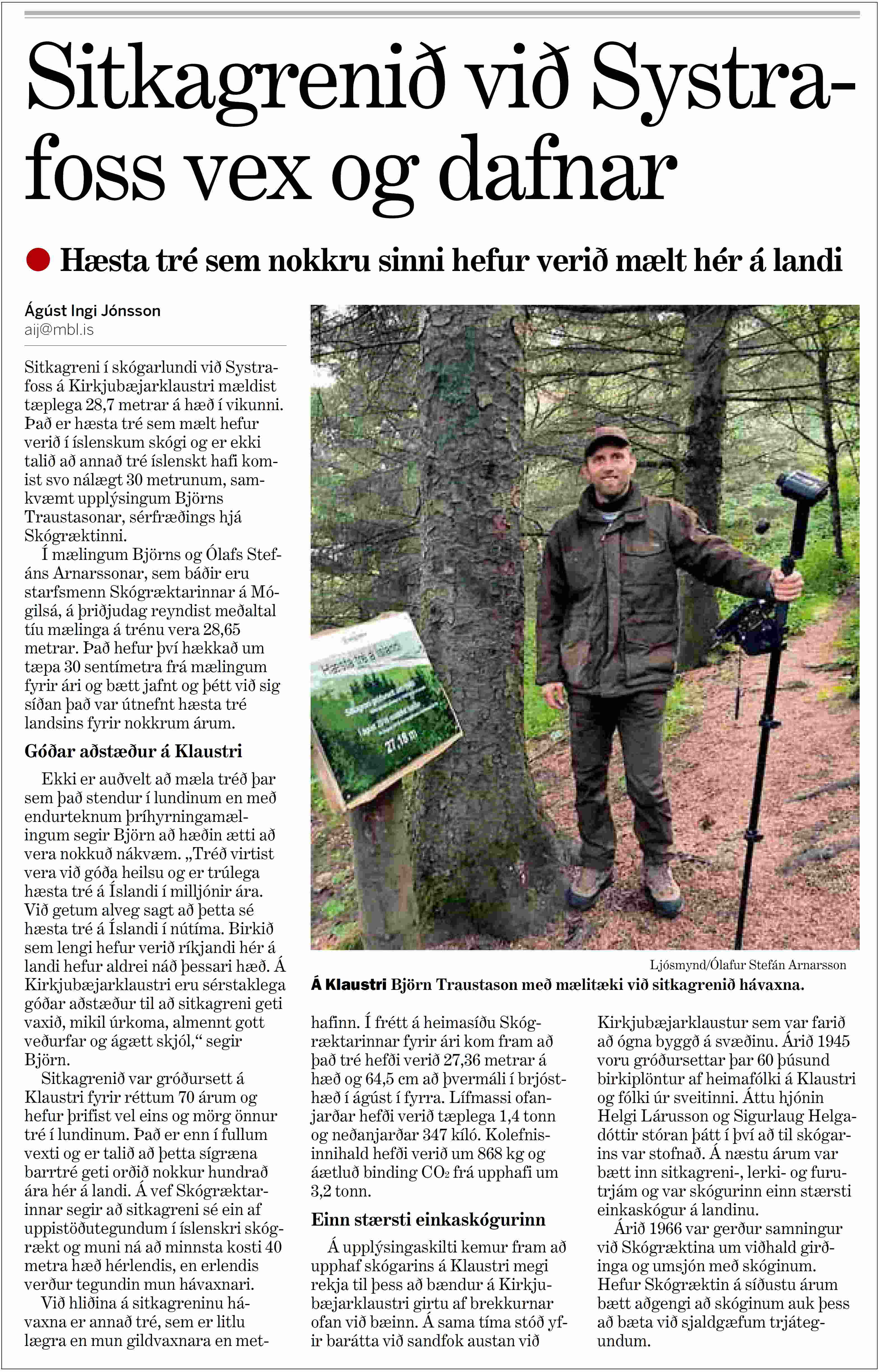 Frétt Morgunblaðsins Frétt Morgunblaðsins