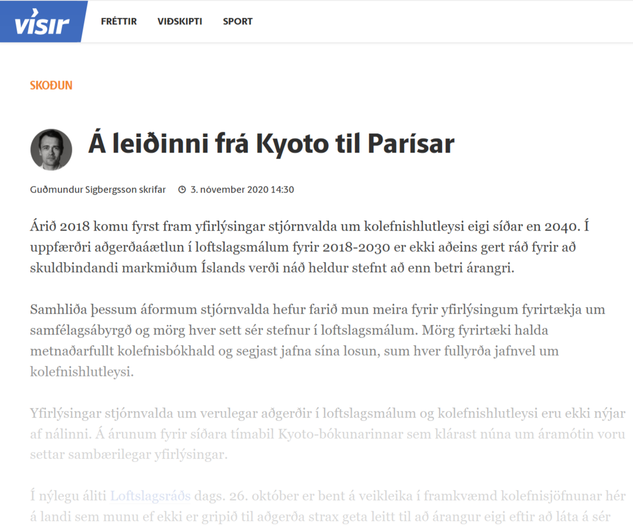 Grein Guðmundar á Vísi