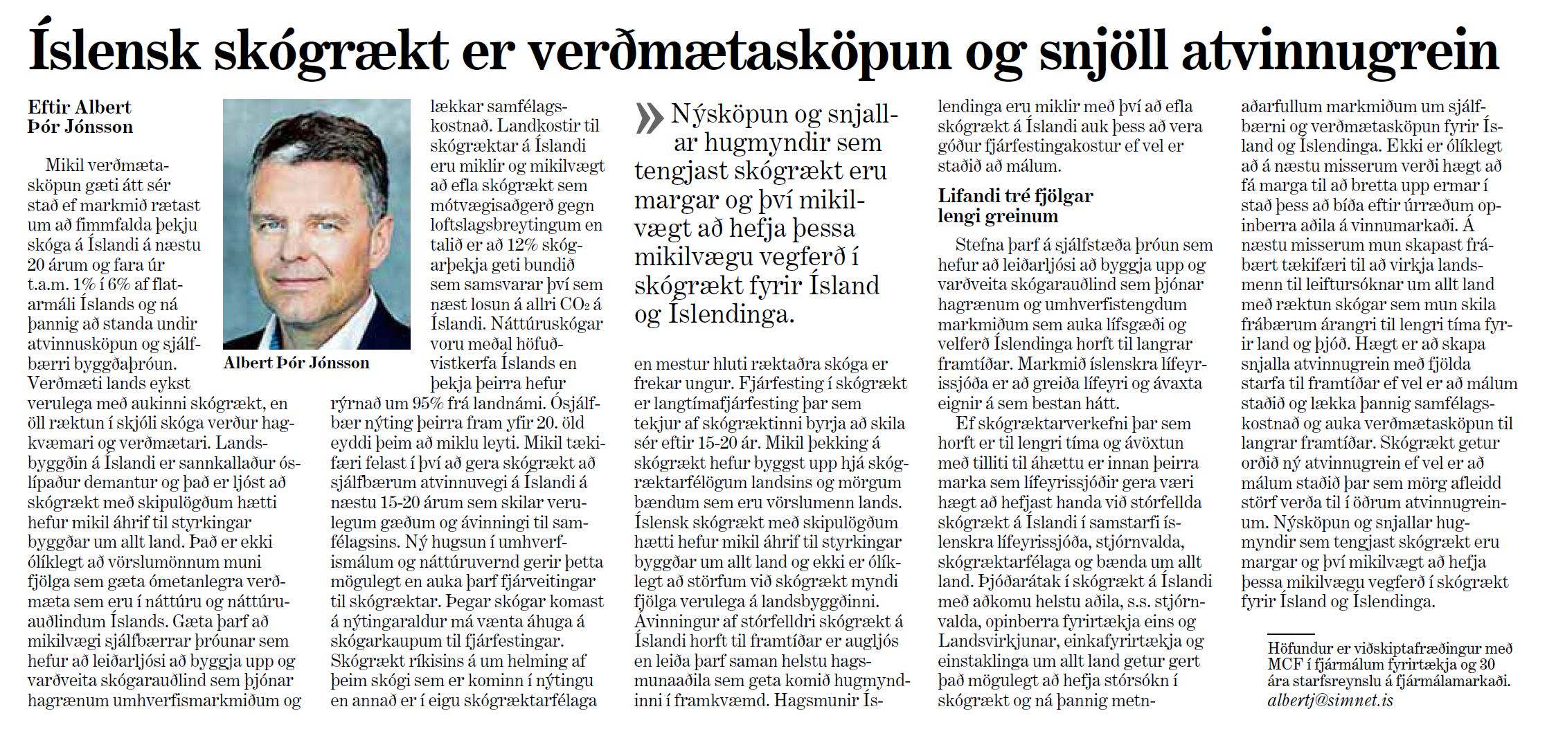 Grein Alberts Þórs Jónssonar í Morgunblaðinu 18. maí 2020 Grein Alberts Þórs Jónssonar í Morgunblaðinu 18. maí 2020
