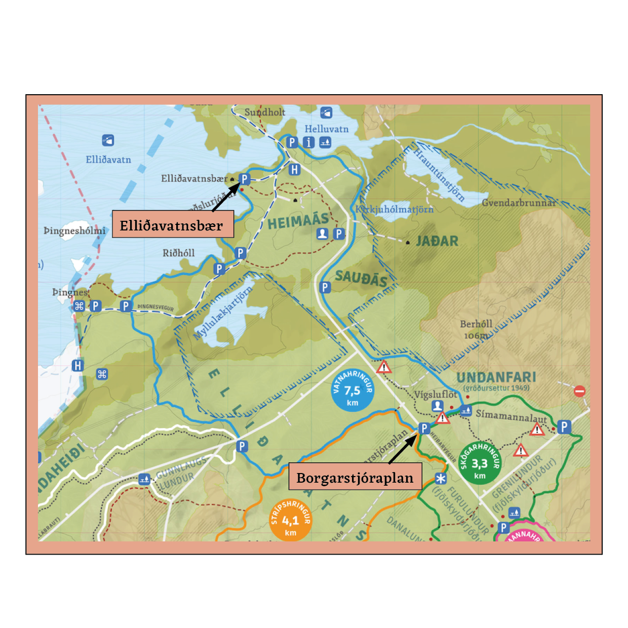 Lagt verður upp í fræsöfnunina frá Borgarstjóraplaninu í Heiðmörk. Kort: heidmork.is