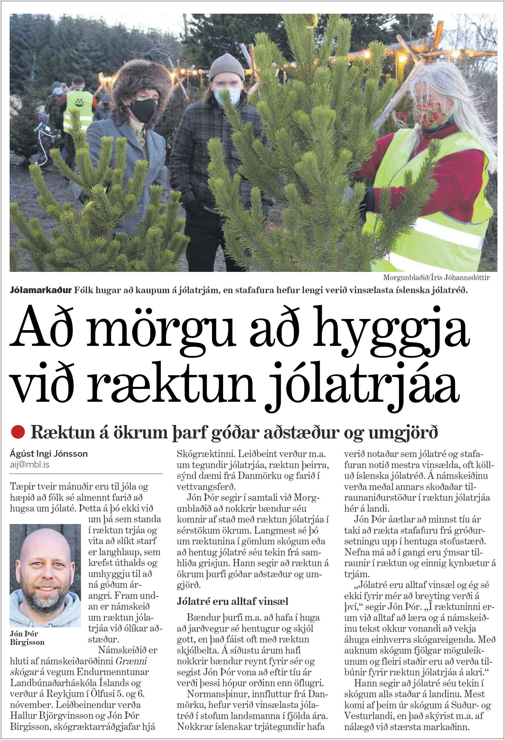 Skjámynd af frétt Morgunblaðsins