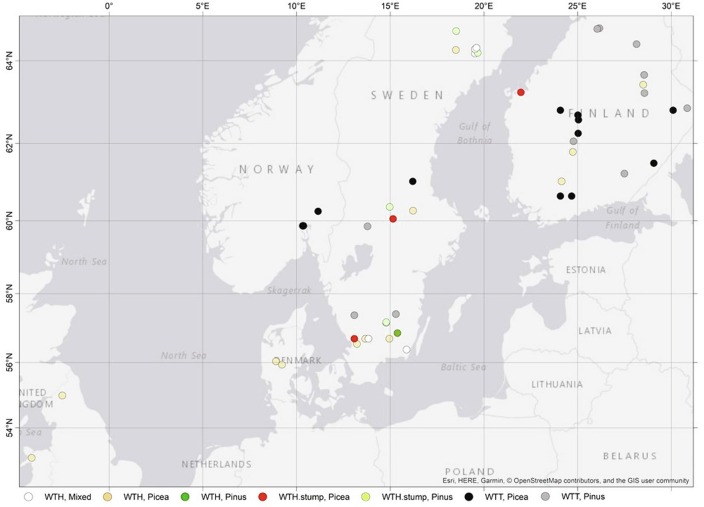 Kort sem sýnir svæðin þar sem gögnum var safnað. Kort: Sigmundur H. Brink, Kort sem sýnir svæðin þar sem gögnum var safnað. Kort: Sigmundur H. Brink,