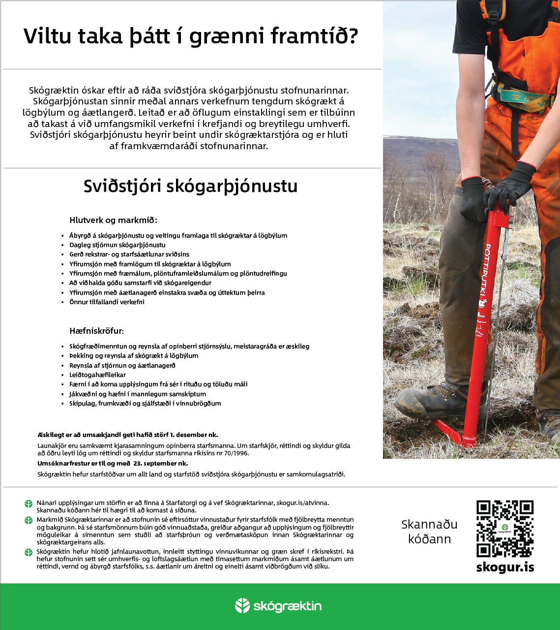 Auglýsing um starfið Auglýsing um starfið