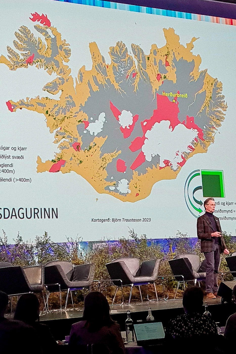 Arnór Snorrason talar um áhrif aukinnar skógræktar á umfang íslenskra skóga. Ljósmynd: Edda S. Oddsdóttir Arnór Snorrason talar um áhrif aukinnar skógræktar á umfang íslenskra skóga. Ljósmynd: Edda S. Oddsdóttir