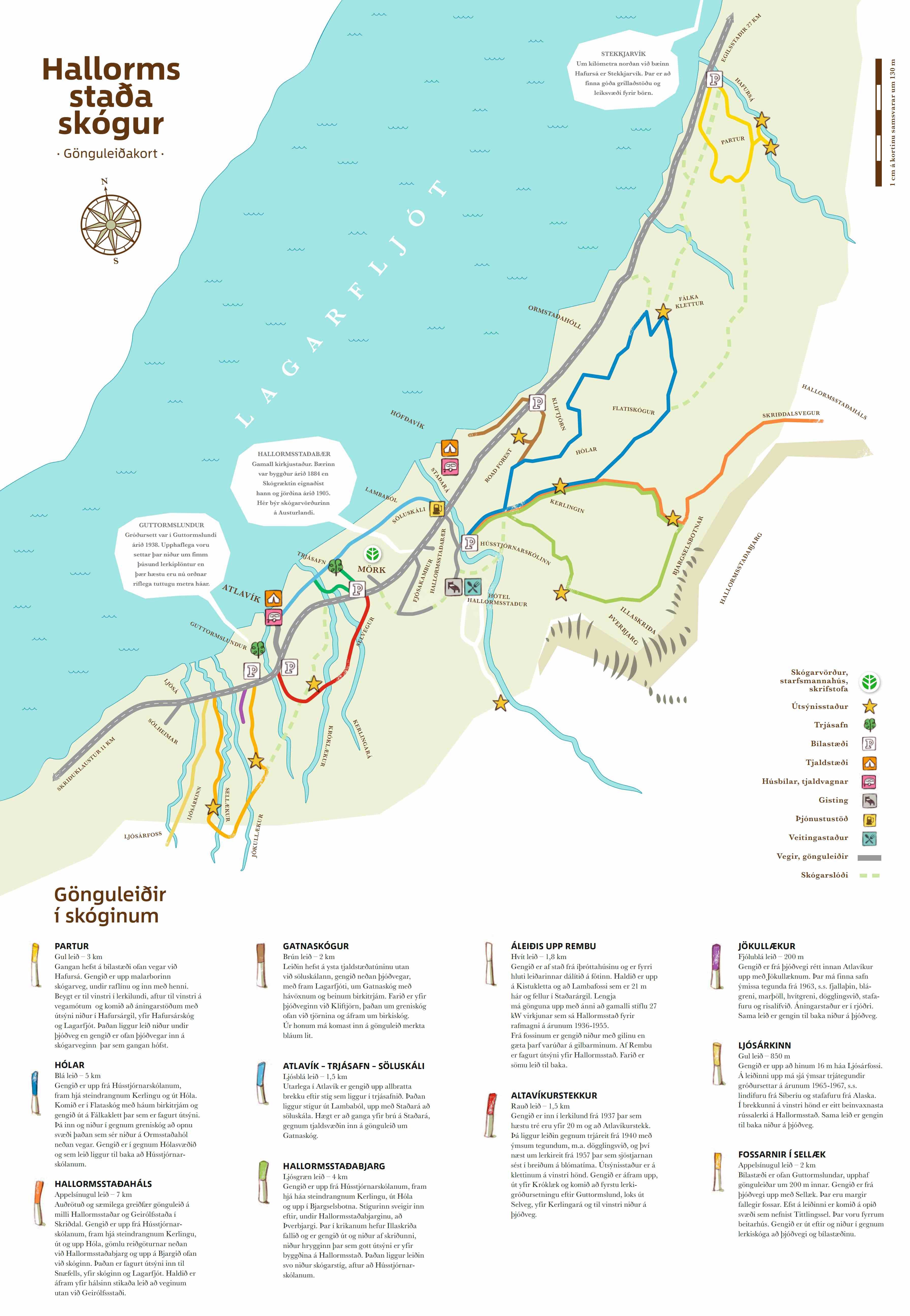Gönguleiðakort og gönguleiðalýsingar af Hallormsstaðaskógi
