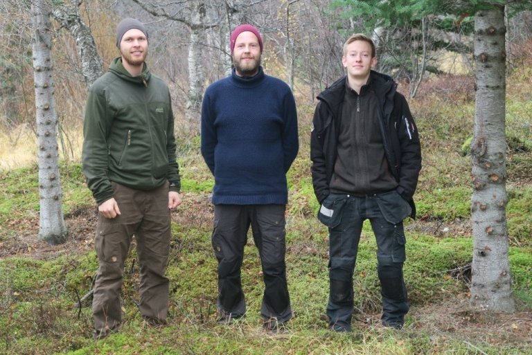 Skógræktarnemarnir dönsku, frá vinstri: David, Henrik og Thomas.
