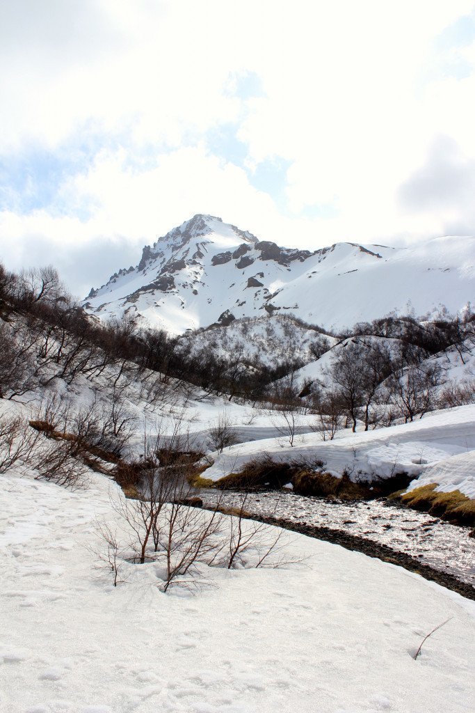 Séð til Útigönguhöfða ofan Bása.