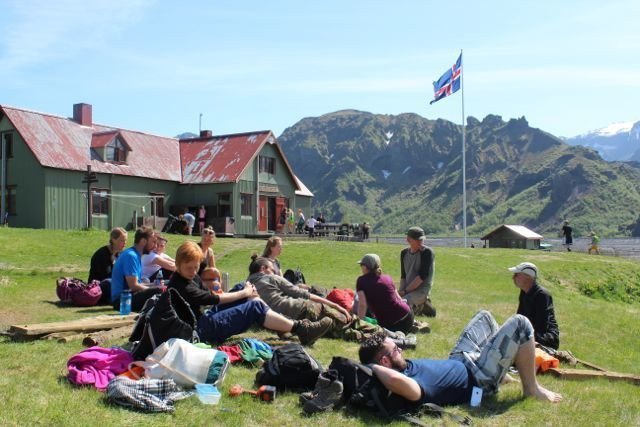 Oft viðrar vel í Þórsmörkinni. Hér er stund milli stríða..