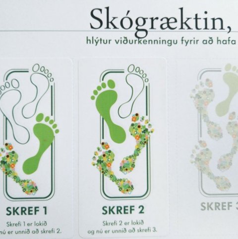 Límmiði fyrir skref 2 kominn á viðurkenningarskjal frá umhverfisráðherra