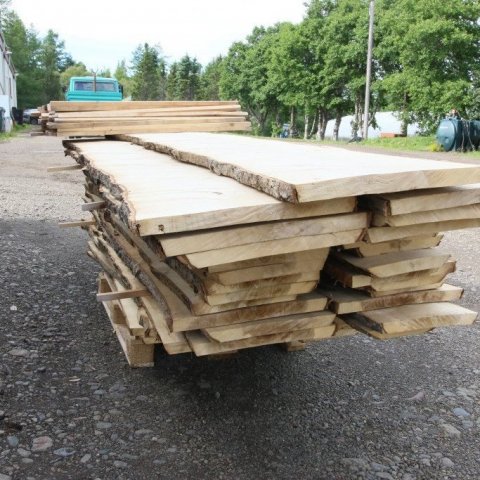 Asparborð í stæðu utan við sögunarmylluna á Hallormsstað. Ljósmynd: Pétur Halldórsson