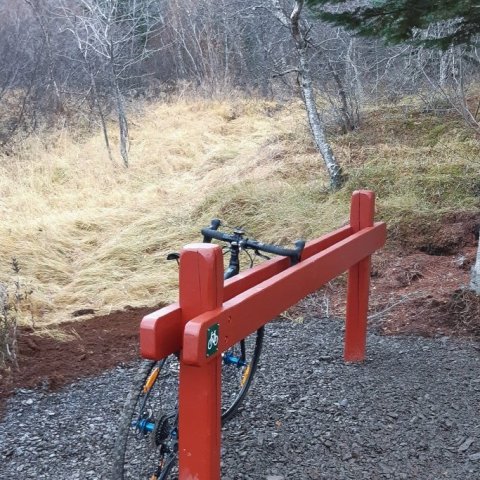 Upplagt er að læsa hjólinu sínu við standinn meðan gengið er um skóginn eða starfstöð Skógræktarinnar heimsótt. Ljósmynd: Þór Þorfinnsson