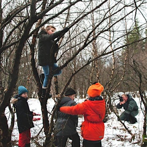 Klifrað eftir kalgreinum. Ljósmynd: Ólafur Oddsson