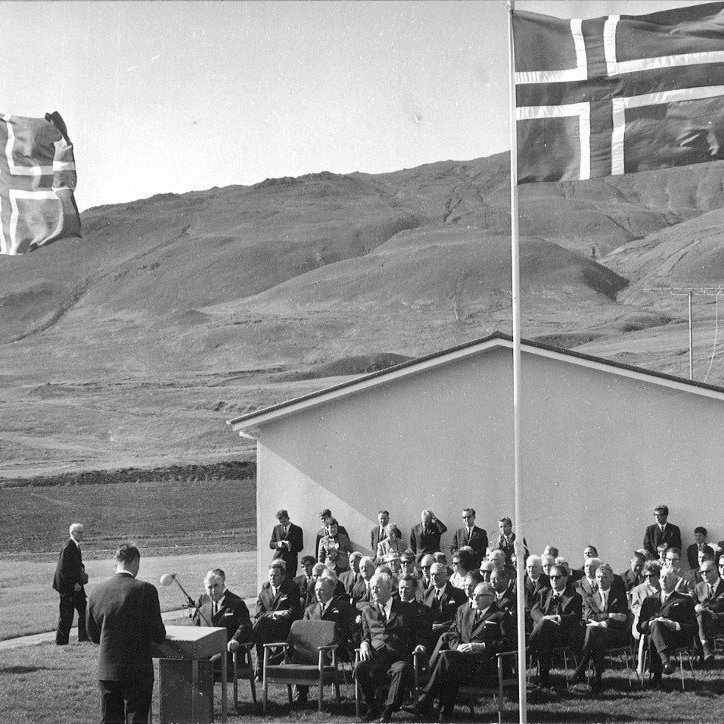 Við vígslu Rannsóknastöðvar skógræktar Mógilsá í ágústmánuði 1967.. Ljósmynd: Úr safni Skógræktarinnar