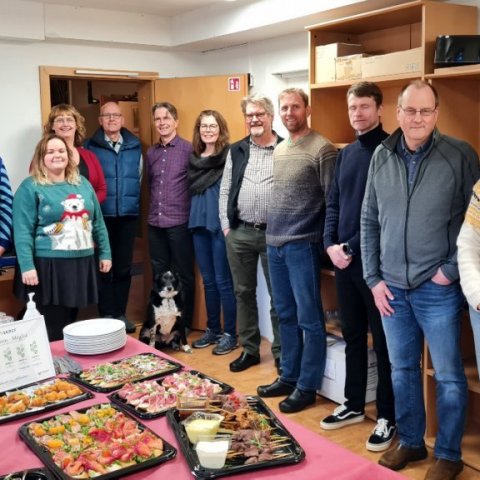 Á Mógilsá var fimmta græna skrefinu fagnað um leið og sest var að jólahlaðborði