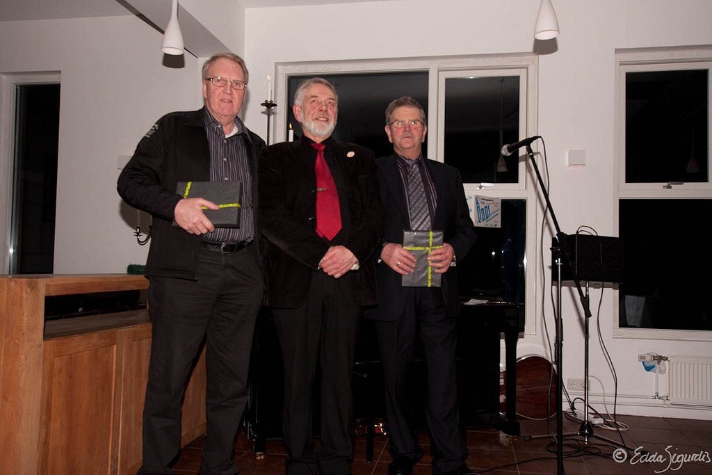 Starfsmannafundur: Theodór A. Guðmundsson, Jón Loftsson og Þorsteinn Þórarinsson