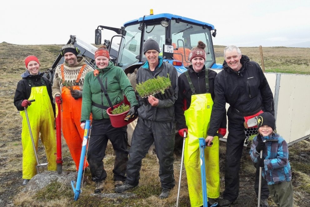 Gróðursetning í hagaskóg á Fjarðarhorni í Hrútafirði er vel á veg kominn enda fríður flokkur sem vin…
