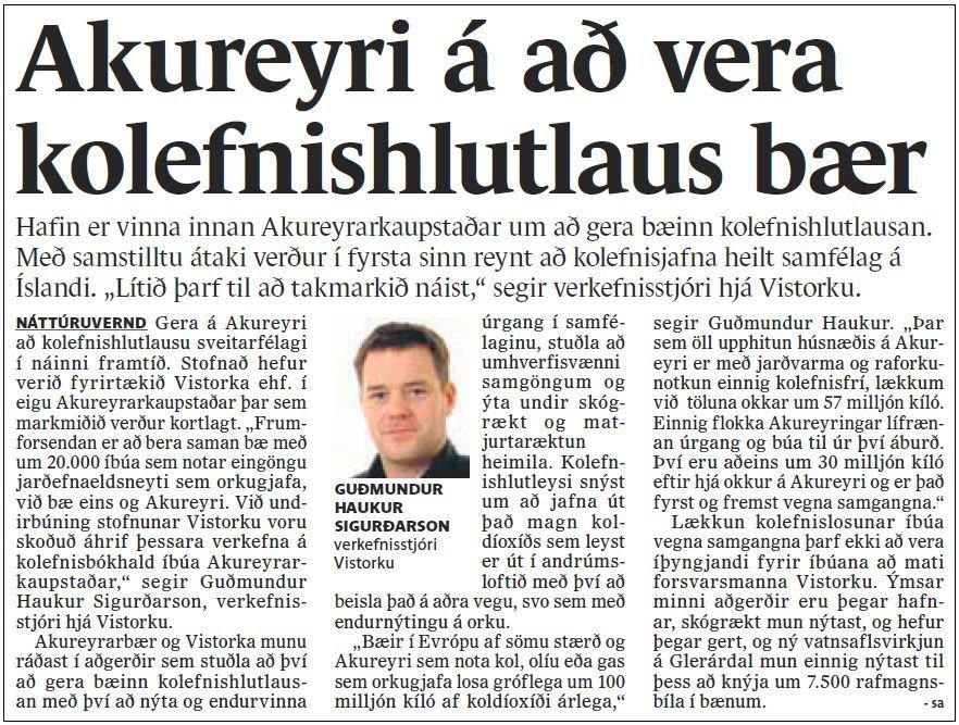 Fyrsta kolefnishlutlausa sveitarfélagið?