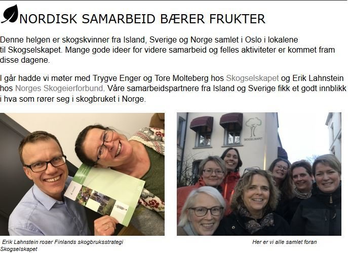 Fyrsta norræna ráðstefnan um konur og skógrækt verður haldin í Svíþjóð 2019. Í byrjun júní 2018 verð…