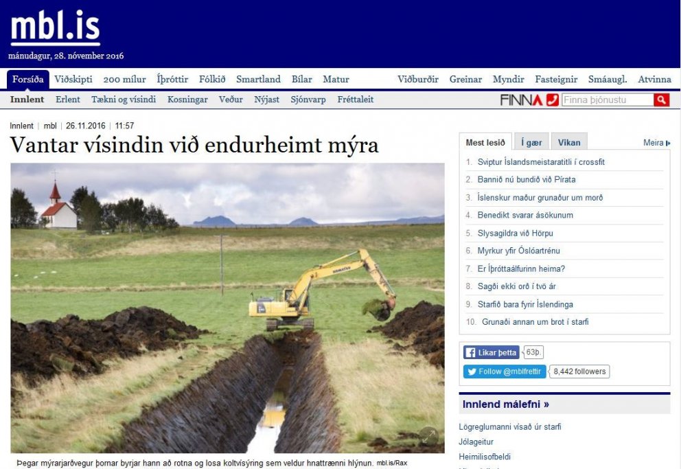 Frekari rannsókna er þörf á mýrableytingu