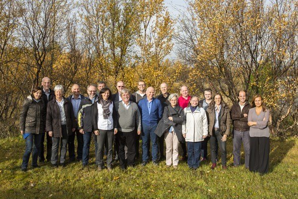 Frá fyrsta verkefnisfundi LIBBIO. Evrópskir þátttakendur í garði Nýsköpunarmiðstöðvar Íslands. Mynd:…