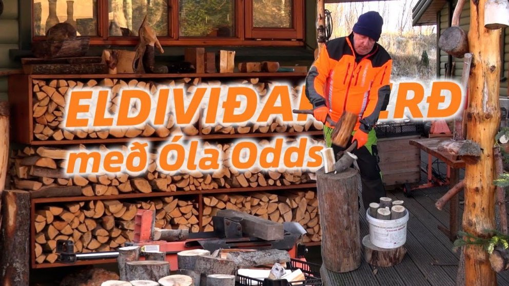 Í myndbandinu fer Óli yfir allt sem snertir eldiviðarvinnslu frá fellingu trésins allt þar til viður…