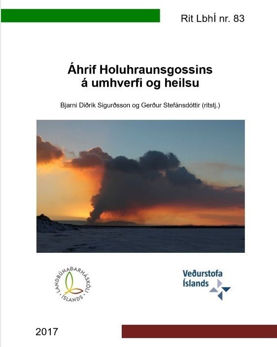 Forsíða ritsins Áhrif Holuhraunsgossins á umhverfi og heilsu.