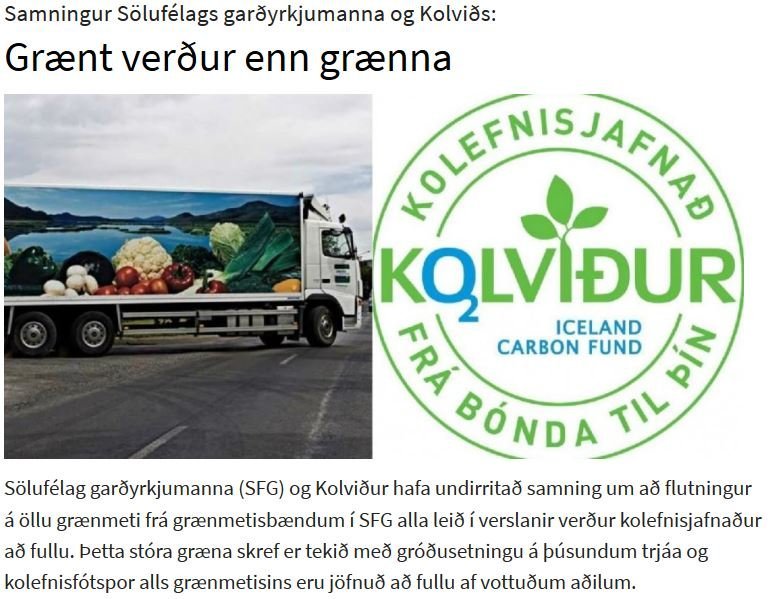 Grænmetisflutningar kolefnisjafnaðir