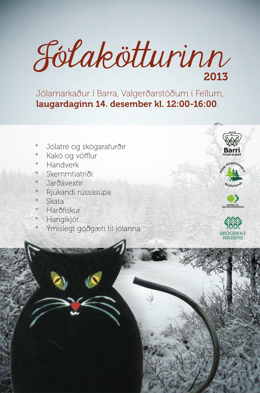 Auglýsing fyrir Jólamarkað í Barra 14. desember 2013