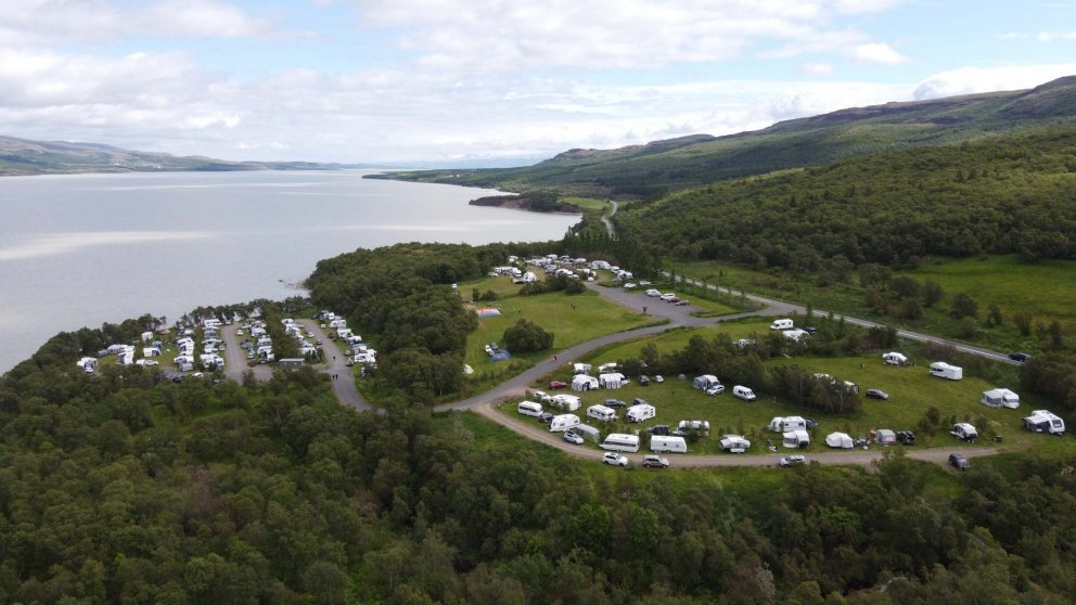 Margt um manninn á tjaldsvæðinu í Höfðavík Hallormsstaðaskógi sumarið 2020. Ljósmynd: Anna Birna Jak…