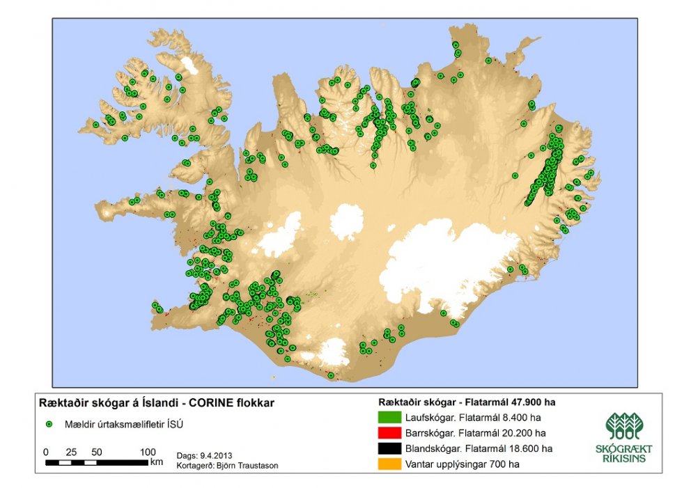 Gagnagrunnur fyrir ræktaðan skóg á Íslandi