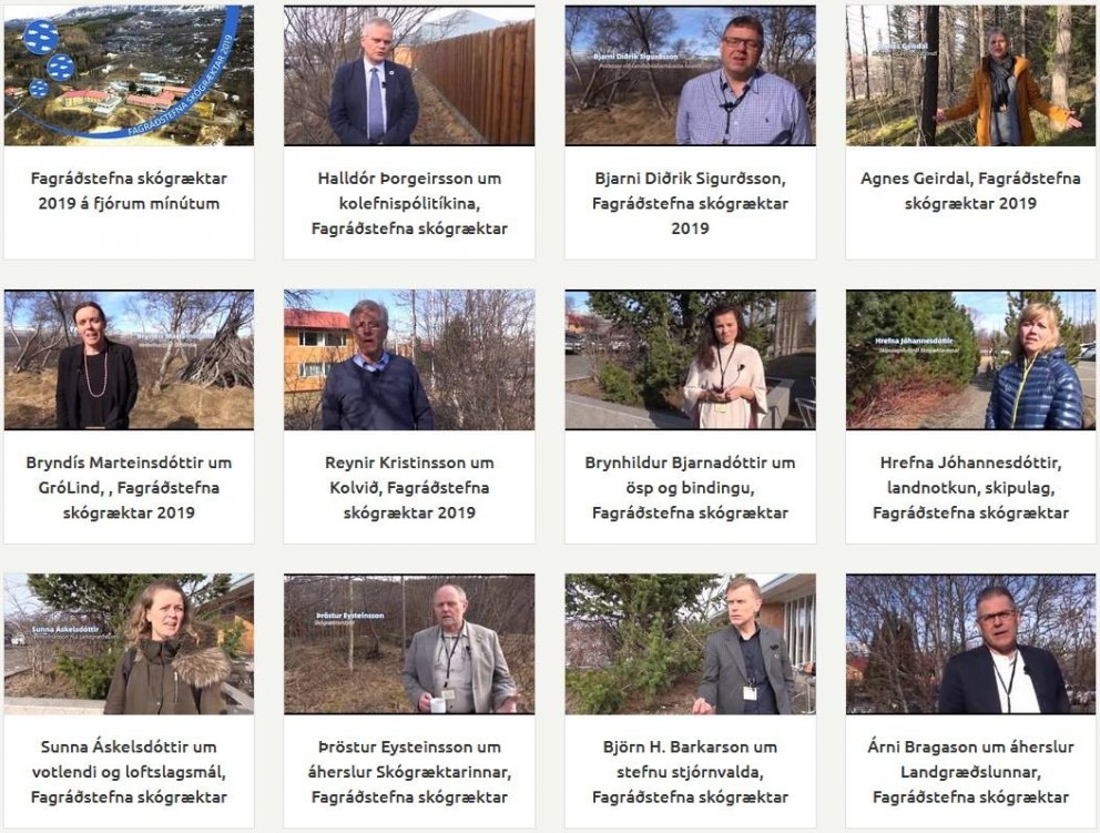 Skjámynd af myndbandavef Skógræktarinnar þar sem komin eru inn myndbönd frá Fagráðstefnu skógræktar …
