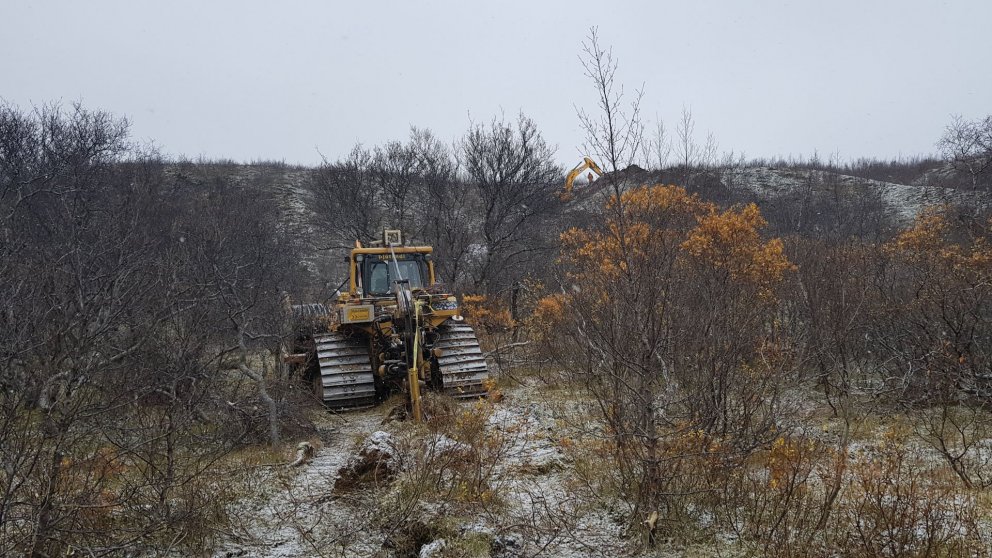 Rafstrengnum úr Húsadal á Þórsmörk yfir í Langadal og að Básum á Goðalandi var valin leið sem raskað…