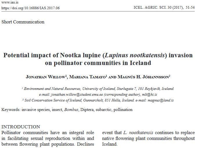 Ný grein komin út í Icelandic Agricultural Sciences