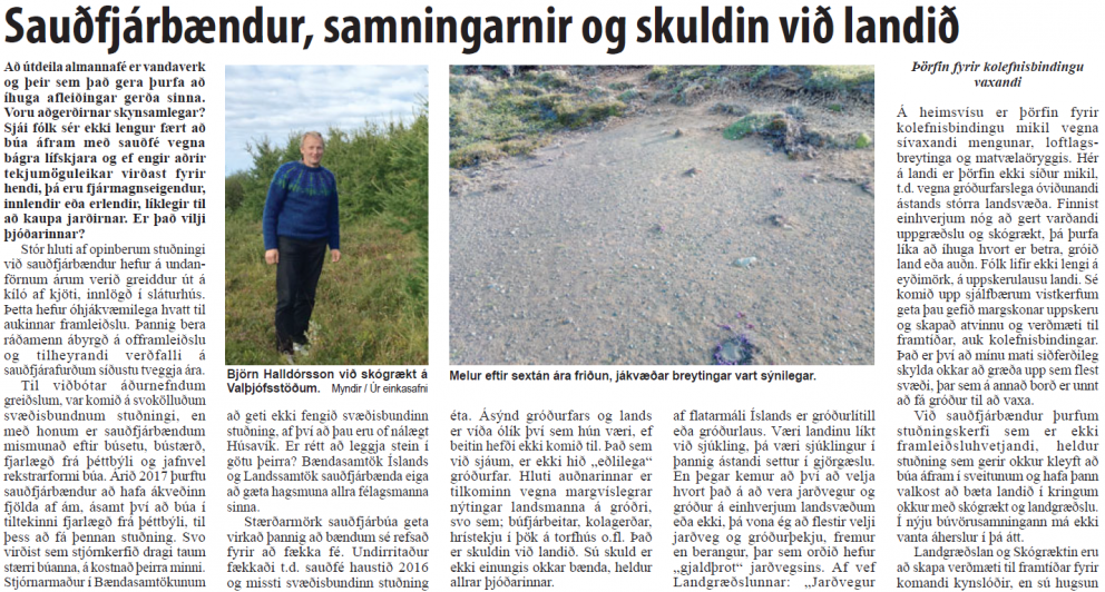 Skógarbændur skrifa í Bændablaðið