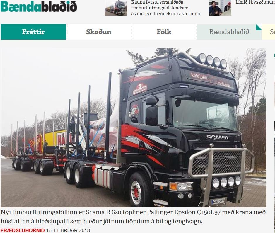 Skógarafurðir ehf. kaupa sérhæfðan timburflutningabíl
