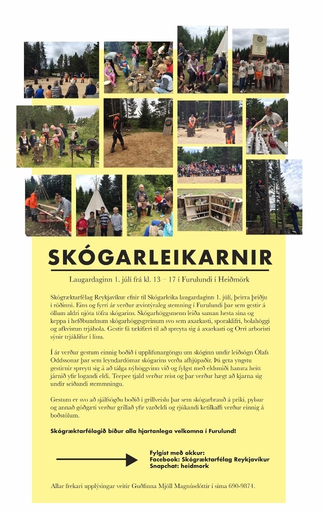 Skógarleikar í Heiðmörk á laugardag