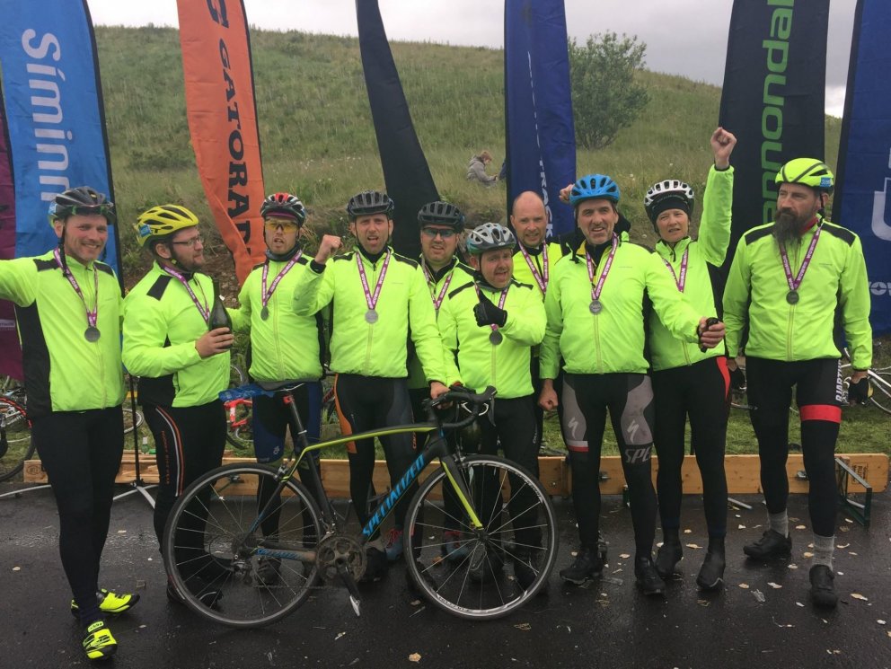 Hjólalið Skógræktarinnar 2017 við verðlaunaafhendingu að lokinni keppni á föstudag. Liðið lenti í 46…