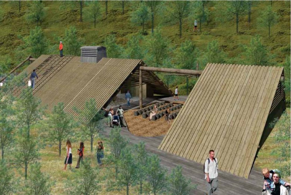 Verðlaunatillaga Arkís arkitekta að þjónustuhúsi í Laugarvatnsskógi.