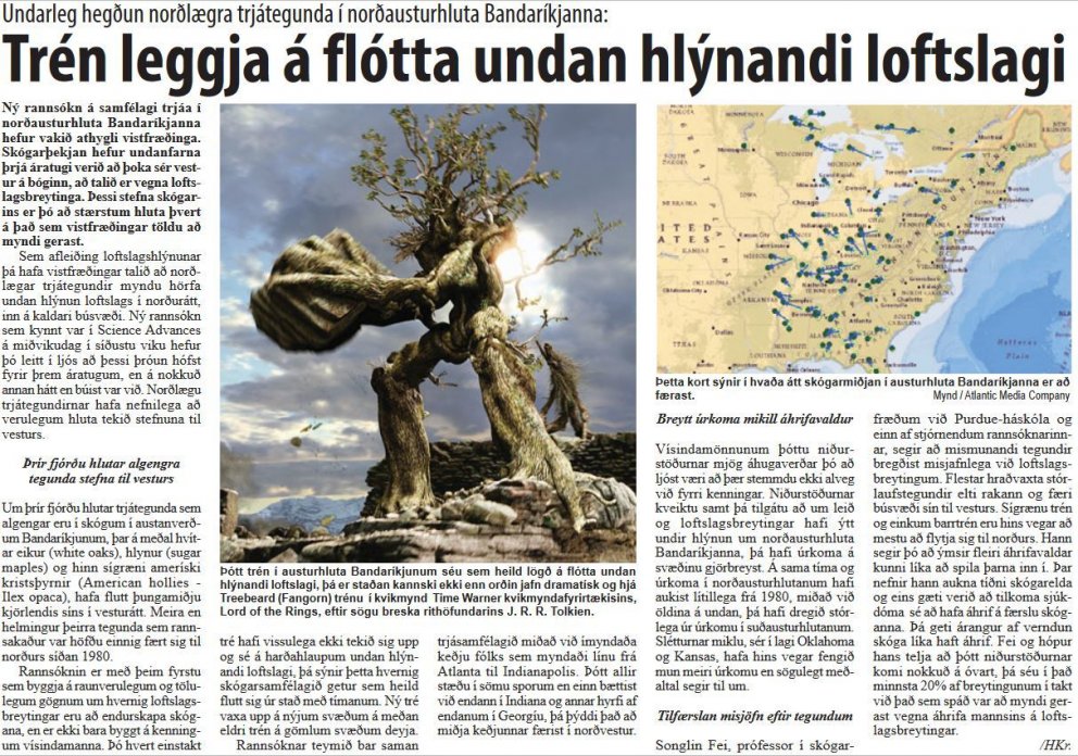 Trén leggja á flótta undan hlýnandi loftslagi